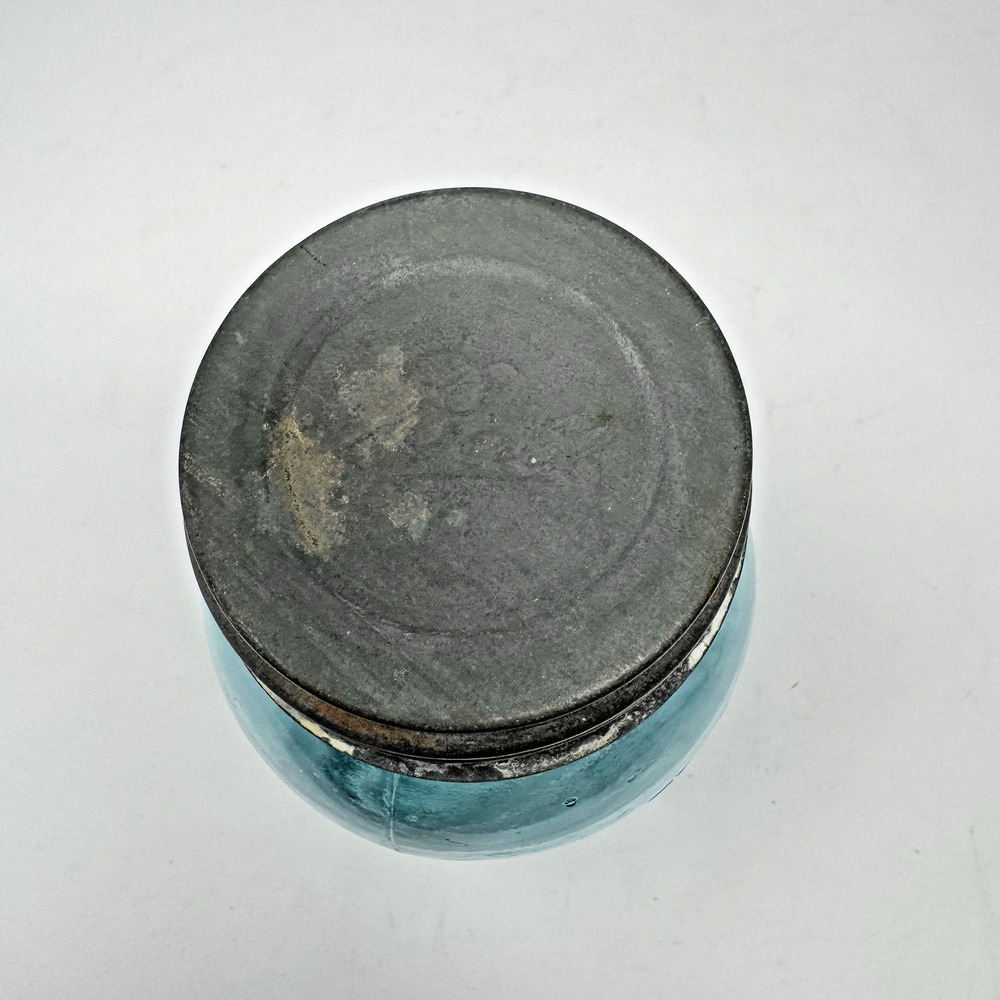 Ball "Perfect Mason" Quart Zinc Top w/Porcelain Liner 1910-1923 #4 Light Blue - Picture 3 of 16
